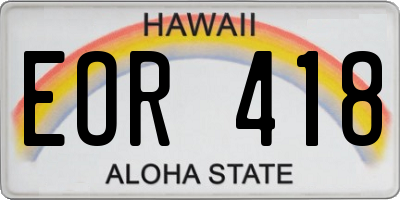 HI license plate EOR418