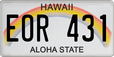 HI license plate EOR431