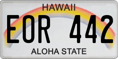 HI license plate EOR442
