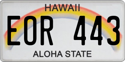 HI license plate EOR443