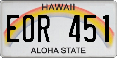 HI license plate EOR451