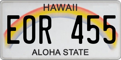 HI license plate EOR455