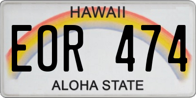 HI license plate EOR474