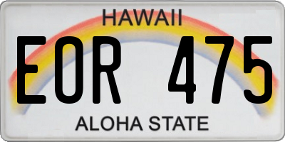 HI license plate EOR475