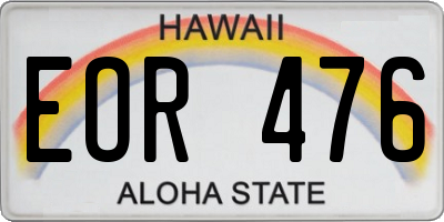 HI license plate EOR476
