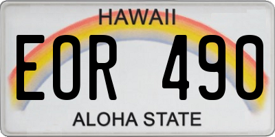 HI license plate EOR490