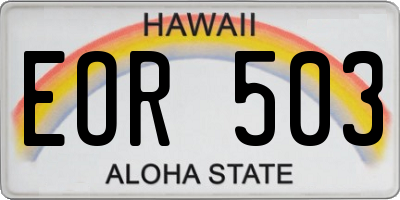 HI license plate EOR503
