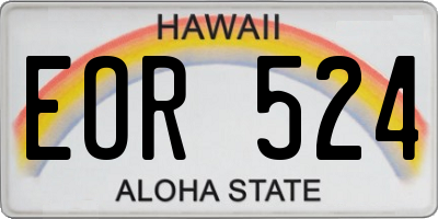 HI license plate EOR524