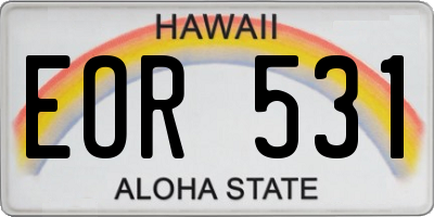 HI license plate EOR531