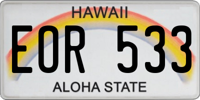 HI license plate EOR533