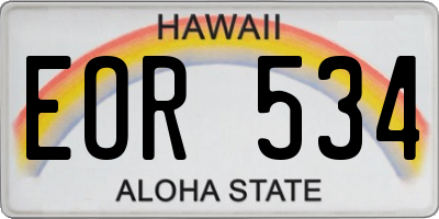 HI license plate EOR534