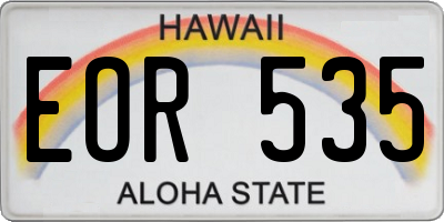 HI license plate EOR535