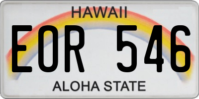 HI license plate EOR546