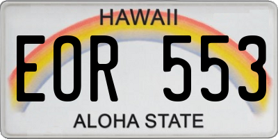 HI license plate EOR553