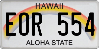 HI license plate EOR554