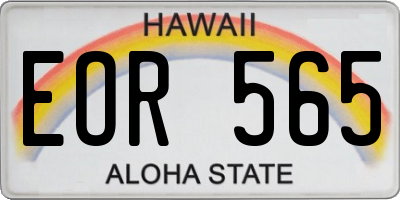 HI license plate EOR565