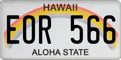 HI license plate EOR566