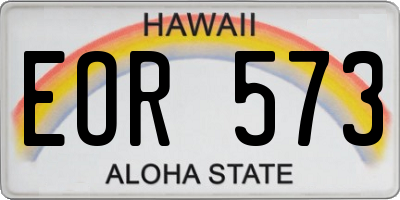 HI license plate EOR573