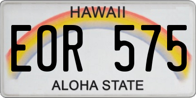 HI license plate EOR575