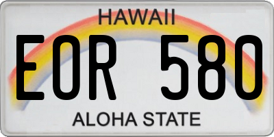 HI license plate EOR580
