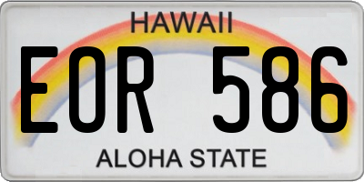 HI license plate EOR586