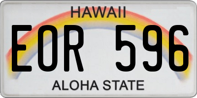 HI license plate EOR596