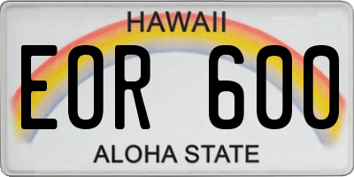 HI license plate EOR600