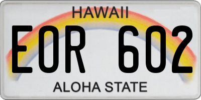 HI license plate EOR602