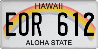 HI license plate EOR612