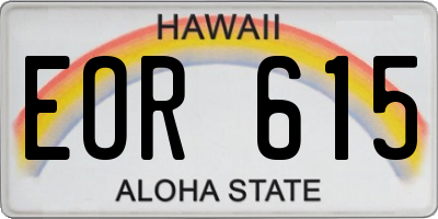 HI license plate EOR615