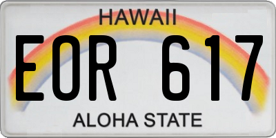 HI license plate EOR617