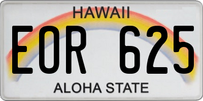 HI license plate EOR625