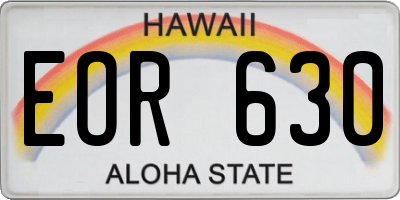 HI license plate EOR630