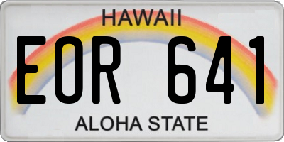 HI license plate EOR641