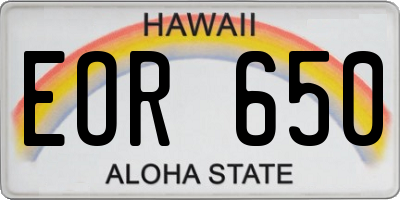 HI license plate EOR650