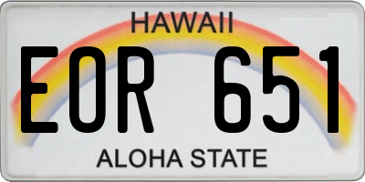 HI license plate EOR651