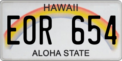 HI license plate EOR654