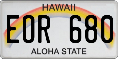 HI license plate EOR680