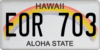 HI license plate EOR703
