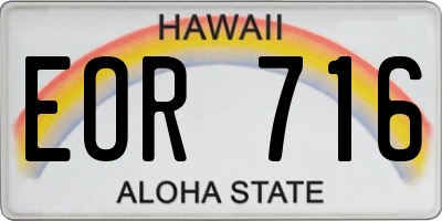 HI license plate EOR716