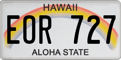 HI license plate EOR727