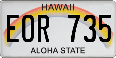 HI license plate EOR735
