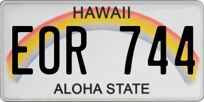 HI license plate EOR744