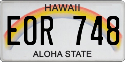 HI license plate EOR748