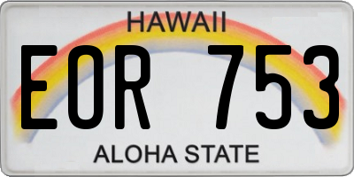 HI license plate EOR753