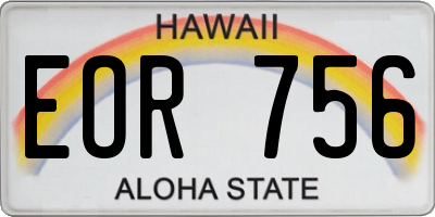 HI license plate EOR756