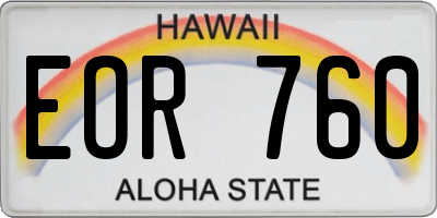 HI license plate EOR760