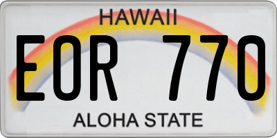 HI license plate EOR770