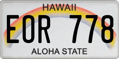 HI license plate EOR778