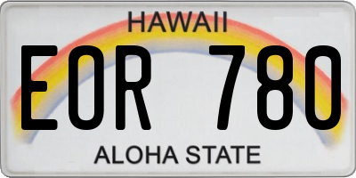 HI license plate EOR780